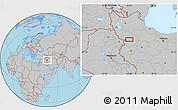 Gray Location Map of the area around 35° 52' 19" N, 46° 49' 30" E