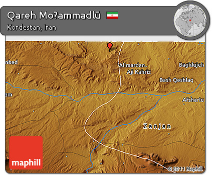 Physical 3D Map of Qareh Moḩammadlū