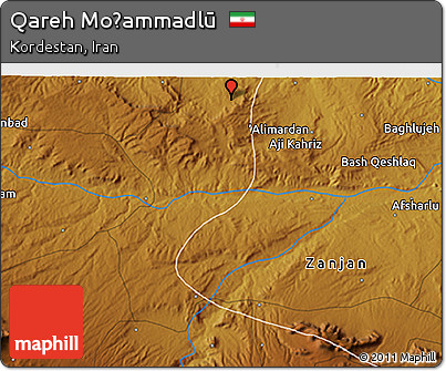 Physical 3D Map of Qareh Moḩammadlū