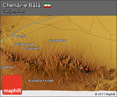 Physical 3D Map of Chenār-e Bālā