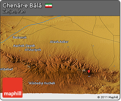Physical 3D Map of Chenār-e Bālā