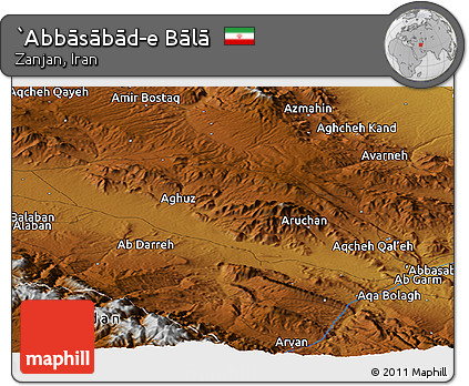 Physical Panoramic Map of `Abbāsābād-e Bālā
