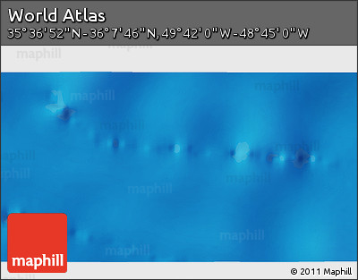 Shaded Relief 3D Map of the Area around 35° 52' 19" N, 49° 13' 30" W