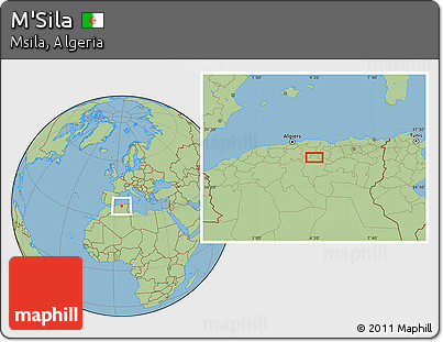 Savanna Style Location Map of M'Sila