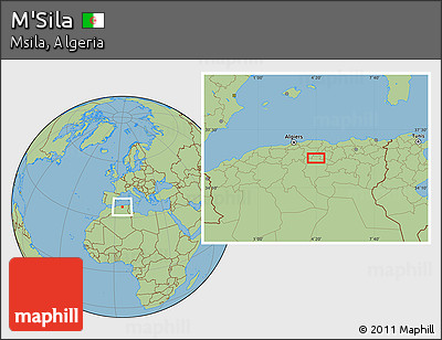 Savanna Style Location Map of M'Sila
