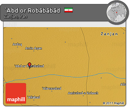 Physical 3D Map of `Abd Or Robābābād