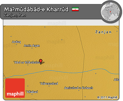 Physical 3D Map of Maḩmūdābād-e Kharrūd
