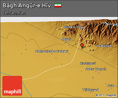Physical 3D Map of Bāgh Angūr-e Hīv