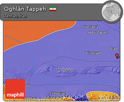 Political 3D Map of Oghlān Tappeh