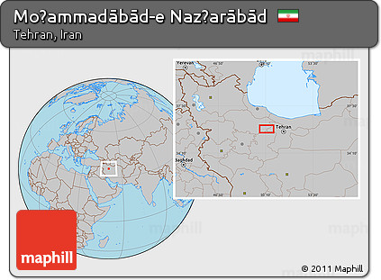 Gray Location Map of Moḩammadābād-e Naz̧arābād