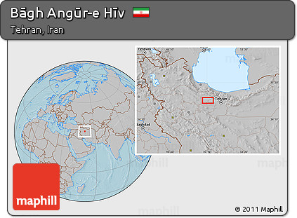 Gray Location Map of Bāgh Angūr-e Hīv, hill shading