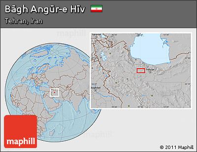 Gray Location Map of Bāgh Angūr-e Hīv, hill shading