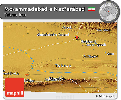 Physical Panoramic Map of Moḩammadābād-e Naz̧arābād