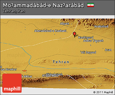 Physical Panoramic Map of Moḩammadābād-e Naz̧arābād