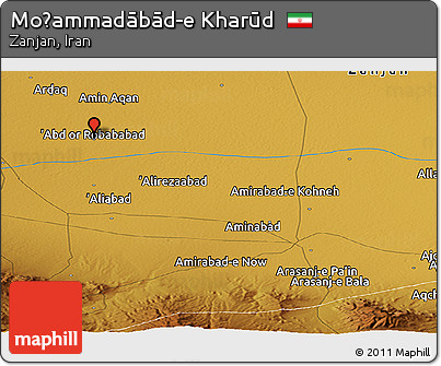 Physical Panoramic Map of Moḩammadābād-e Kharūd