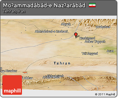 Satellite Panoramic Map of Moḩammadābād-e Naz̧arābād