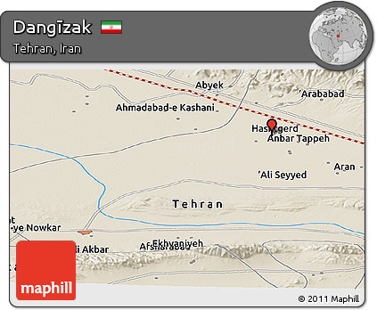 Shaded Relief Panoramic Map of Dangīzak
