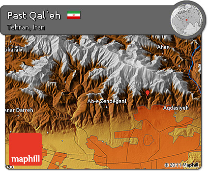 Physical 3D Map of Past Qal`eh