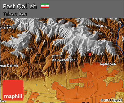 Physical 3D Map of Past Qal`eh
