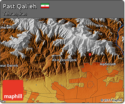 Physical 3D Map of Past Qal`eh