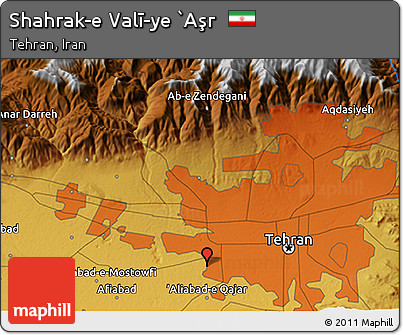 Physical 3D Map of Shahrak-e Valī-ye `Aşr