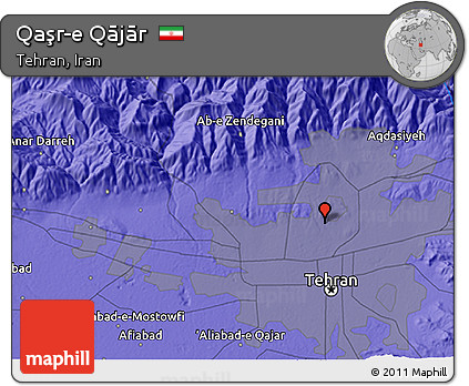 Political 3D Map of Qaşr-e Qājār