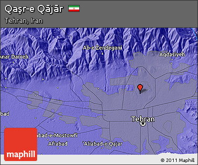 Political 3D Map of Qaşr-e Qājār