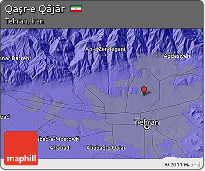 Political 3D Map of Qaşr-e Qājār