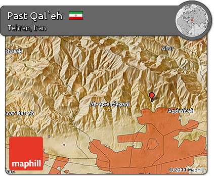 Satellite 3D Map of Past Qal`eh