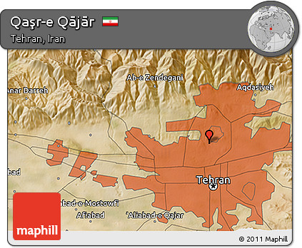 Satellite 3D Map of Qaşr-e Qājār