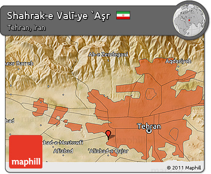Satellite 3D Map of Shahrak-e Valī-ye `Aşr