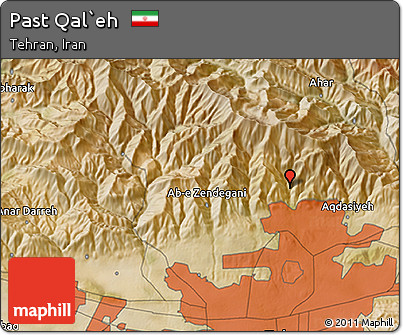 Satellite 3D Map of Past Qal`eh