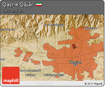 Satellite 3D Map of Qaşr-e Qājār