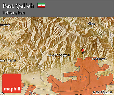 Satellite 3D Map of Past Qal`eh