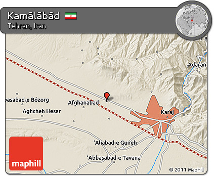 Shaded Relief 3D Map of Kamālābād