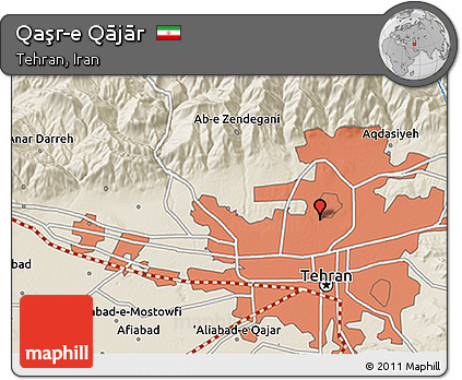 Shaded Relief 3D Map of Qaşr-e Qājār