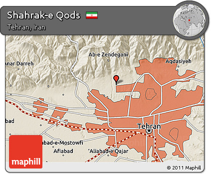 Shaded Relief 3D Map of Shahrak-e Qods