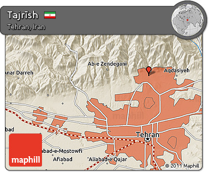 Shaded Relief 3D Map of Tajrīsh