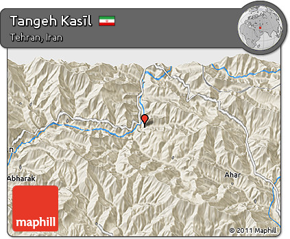 Shaded Relief 3D Map of Tangeh Kasīl