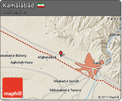 Shaded Relief 3D Map of Kamālābād