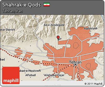 Shaded Relief 3D Map of Shahrak-e Qods