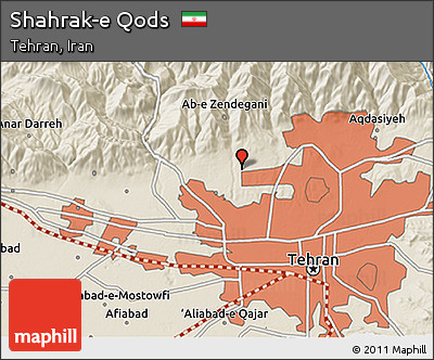 Shaded Relief 3D Map of Shahrak-e Qods
