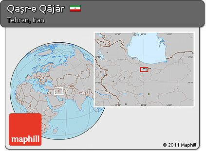 Gray Location Map of Qaşr-e Qājār
