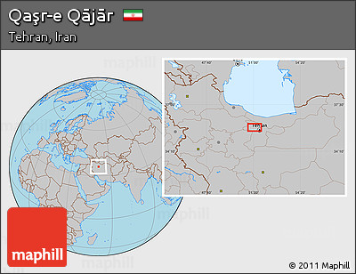 Gray Location Map of Qaşr-e Qājār