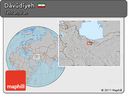 Gray Location Map of Dāvūdīyeh, hill shading