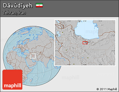 Gray Location Map of Dāvūdīyeh, hill shading