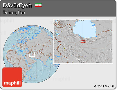 Gray Location Map of Dāvūdīyeh, hill shading