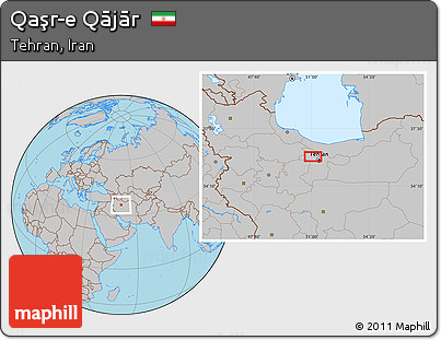 Gray Location Map of Qaşr-e Qājār