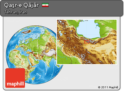 Physical Location Map of Qaşr-e Qājār