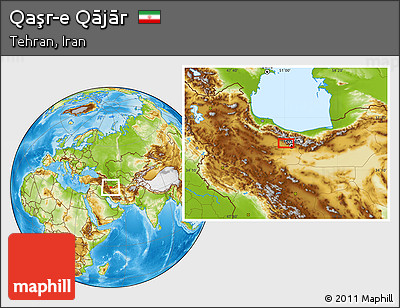 Physical Location Map of Qaşr-e Qājār